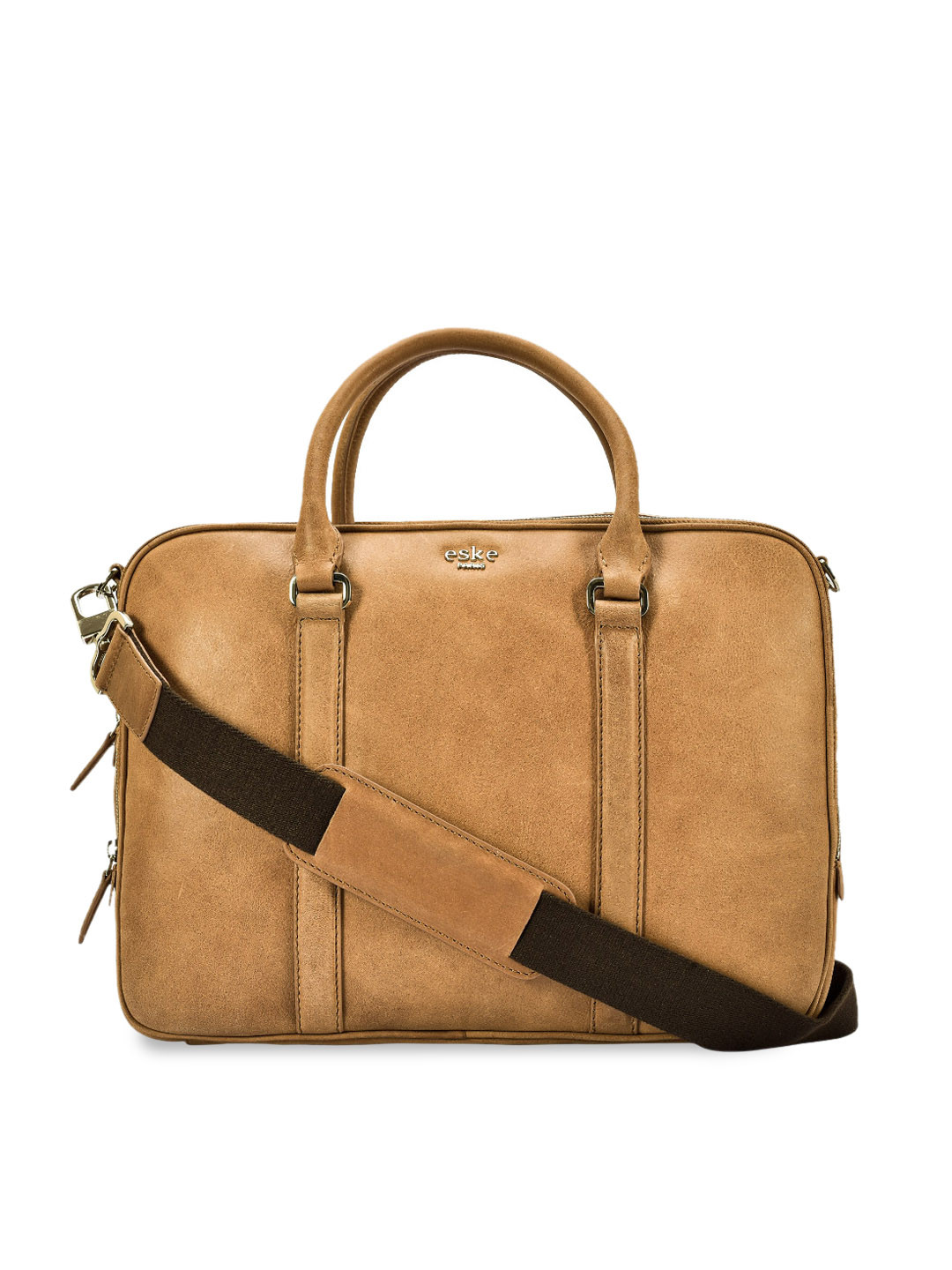 

Eske Men Beige Solid Leather Laptop Bag
