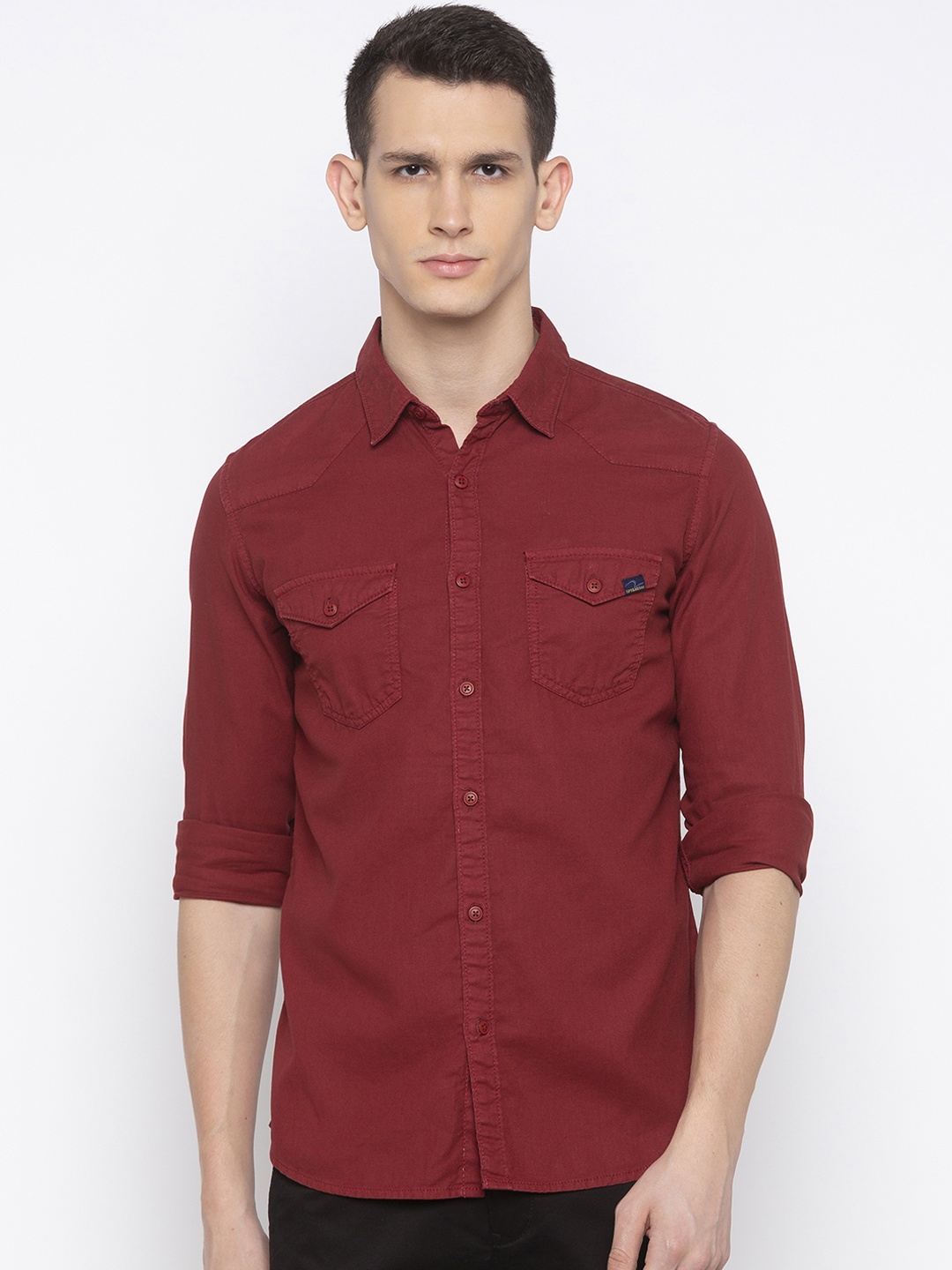 

SPYKAR Men Red Slim Fit Solid Casual Shirt