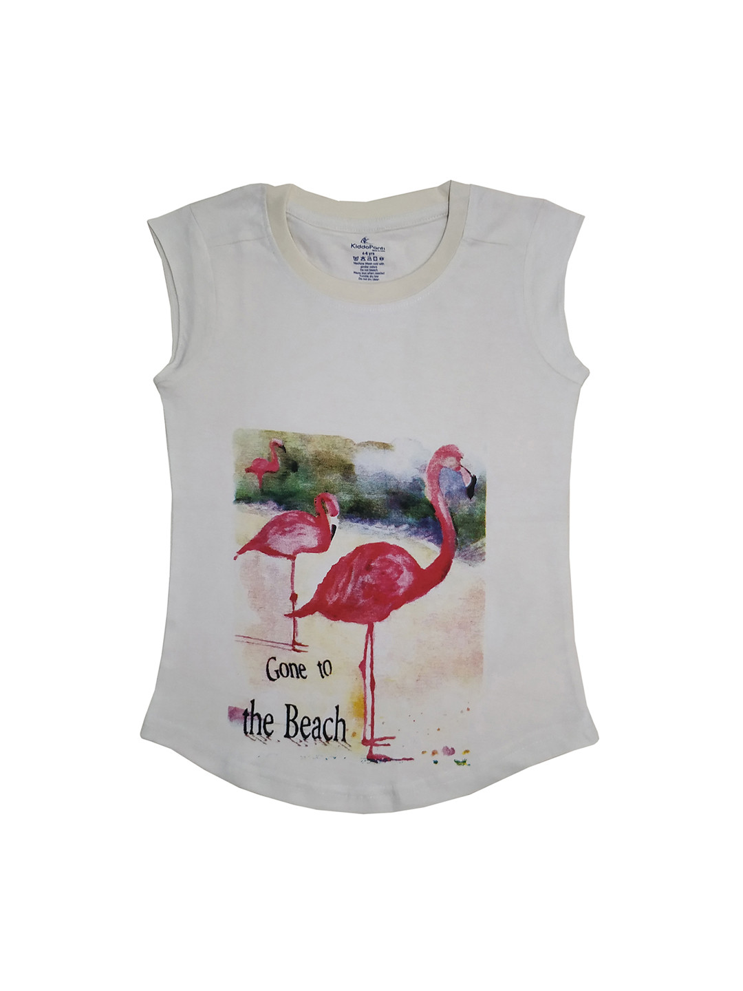 

KiddoPanti Girls White Printed Pure Cotton Top