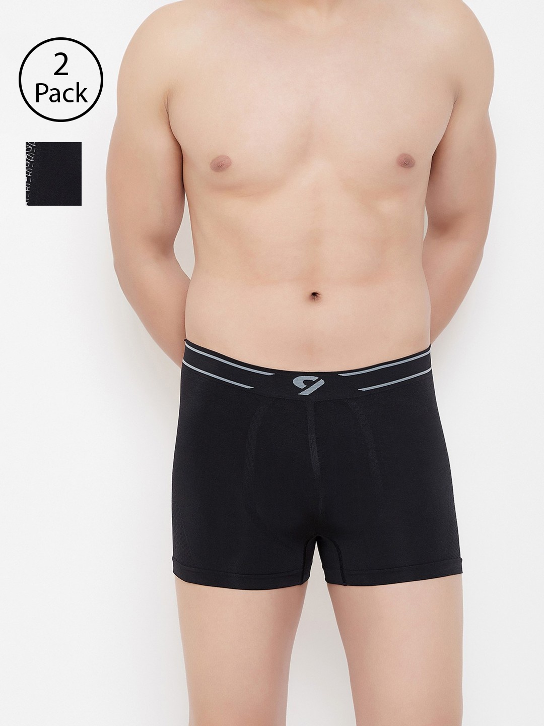 

C9 AIRWEAR Men Pack of 2 Seamless Trunks P602BLK_P603BLK, Black