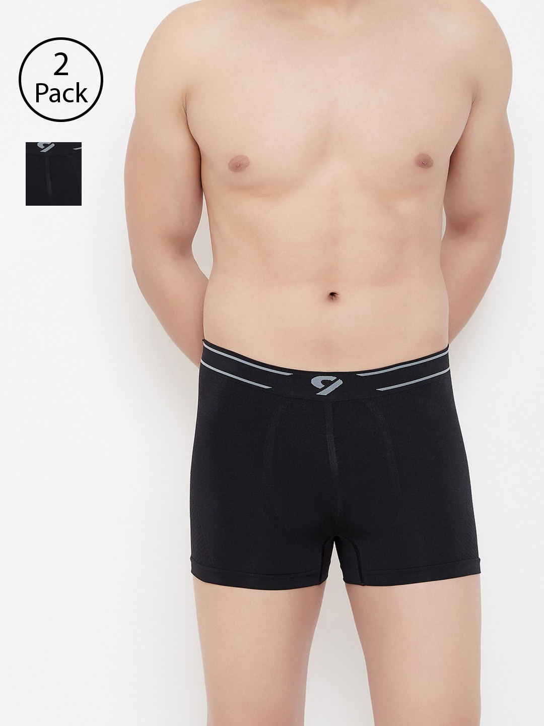 

C9 AIRWEAR Men Pack of 2 Black Solid Seamless Trunks P602_BLK_BLK
