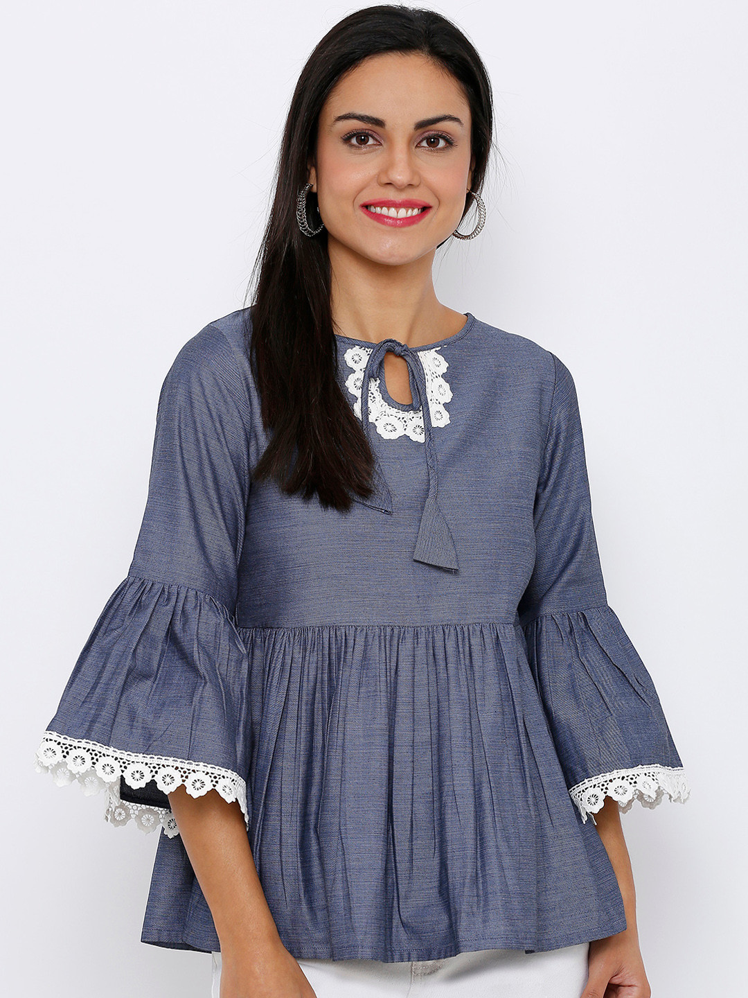 

Soie Women Blue Self Design Empire Top