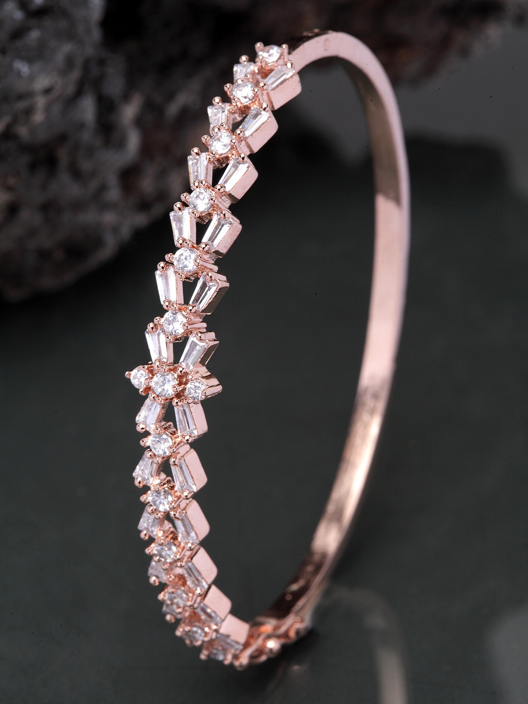 

Bhana Fashion Rose Gold-Plated Handcrafted Bangle-Style Bracelet
