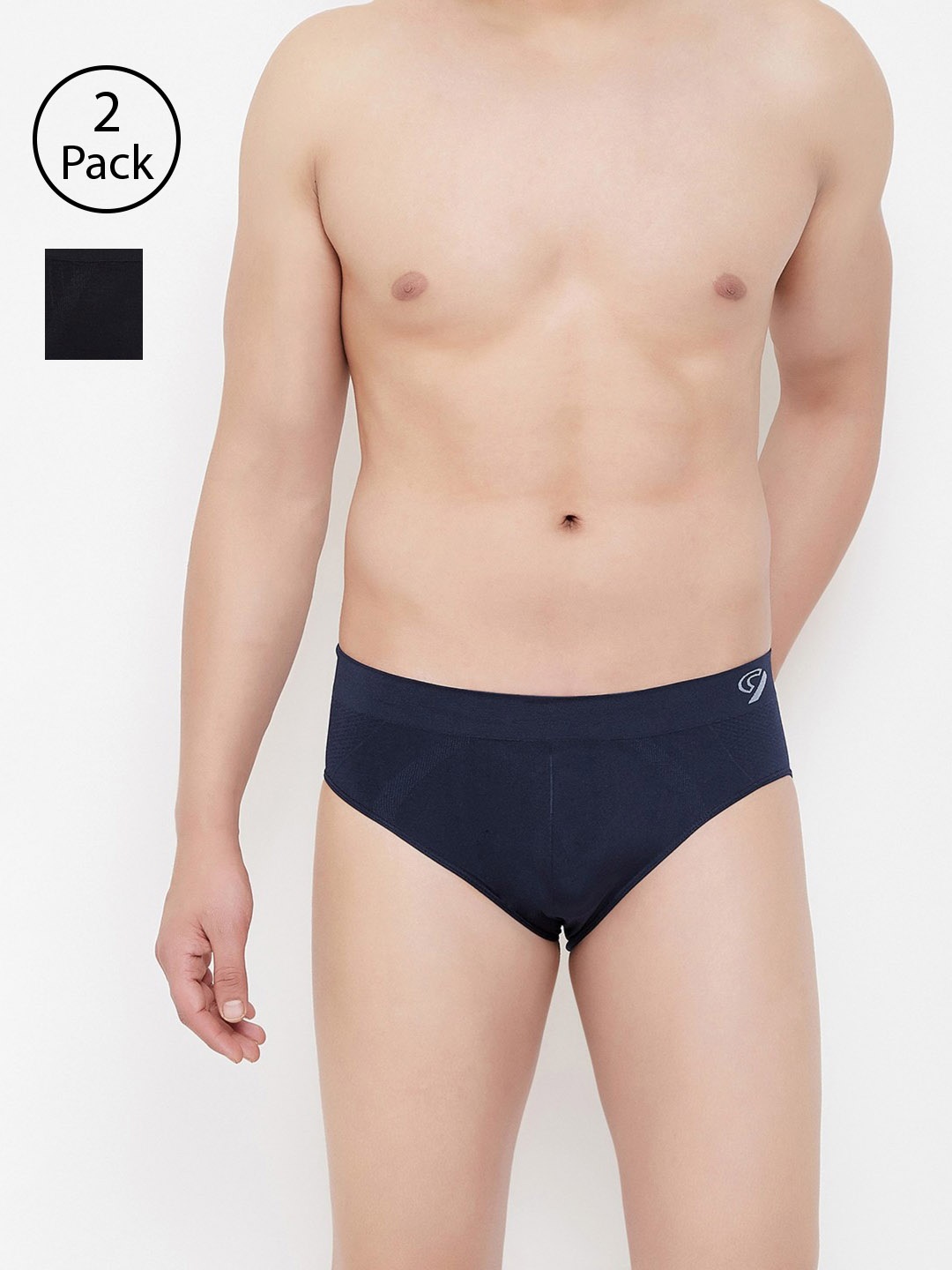 

C9 AIRWEAR Men Pack of 2 Assorted Seamless Basic Briefs P502NAVY_P503BLK