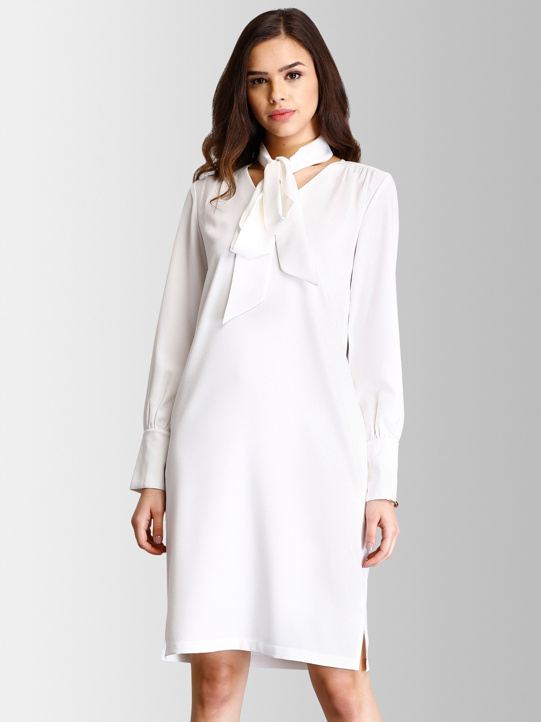 

FableStreet Women Off-White Solid Sheath Dress