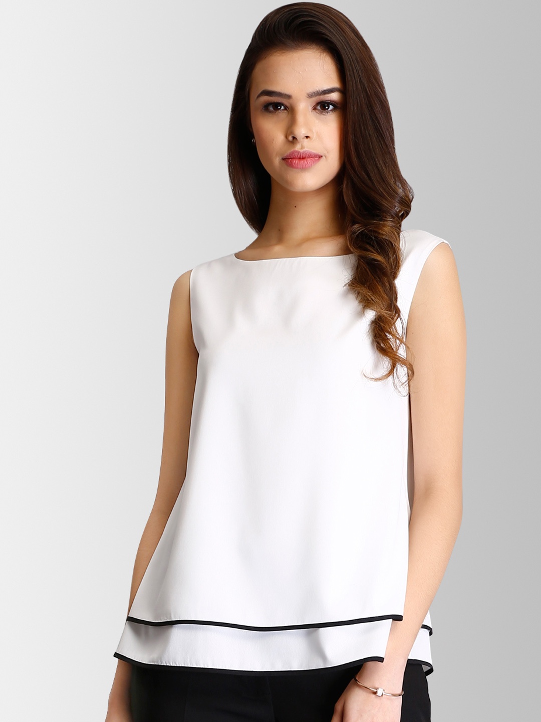 FableStreet Women White Solid Top