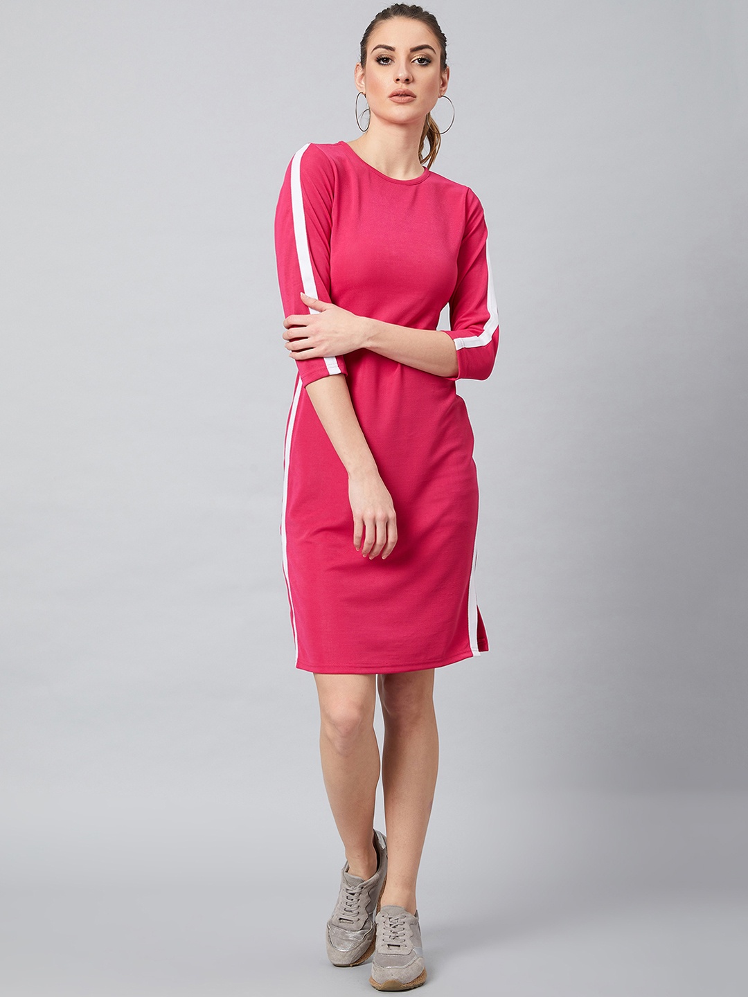 

Athena Women Pink Solid T-shirt Dress