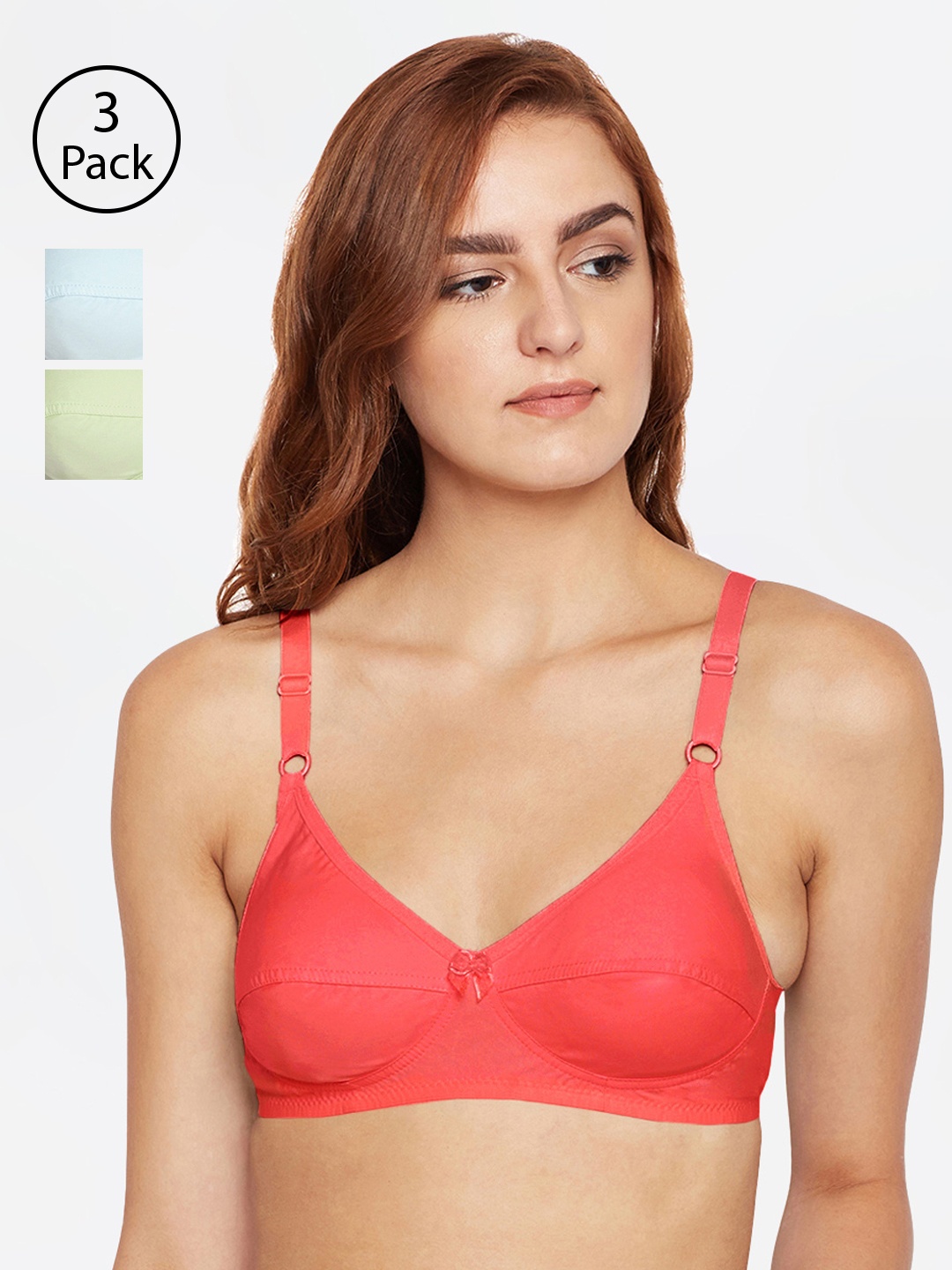

Bodycare Pack Of 3 Assorted Solid Non-Wired Non Padded Everyday Bra