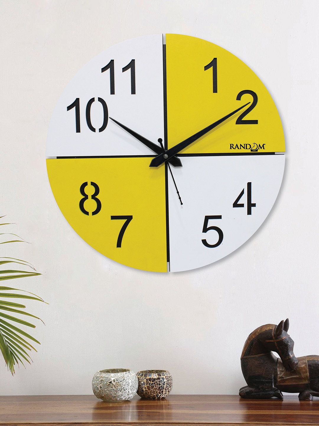 

RANDOM White & Yellow Round Colourblocked 29cm Analogue Wall Clock