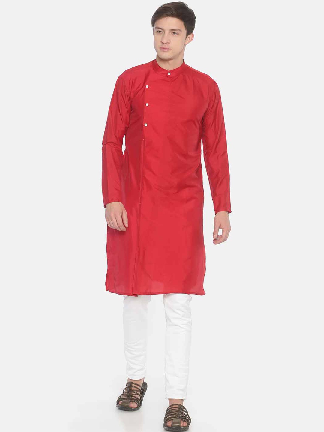 

Sethukrishna Men Red Solid Straight Kurta