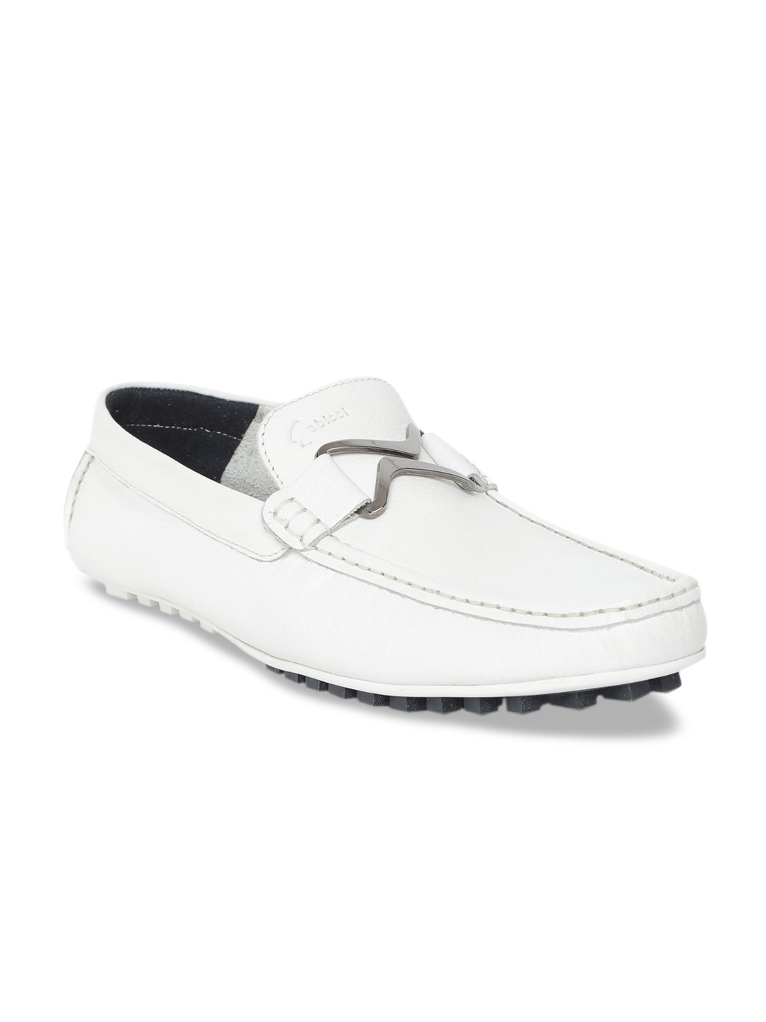 

GABICCI Men White Leather Driving Shoes