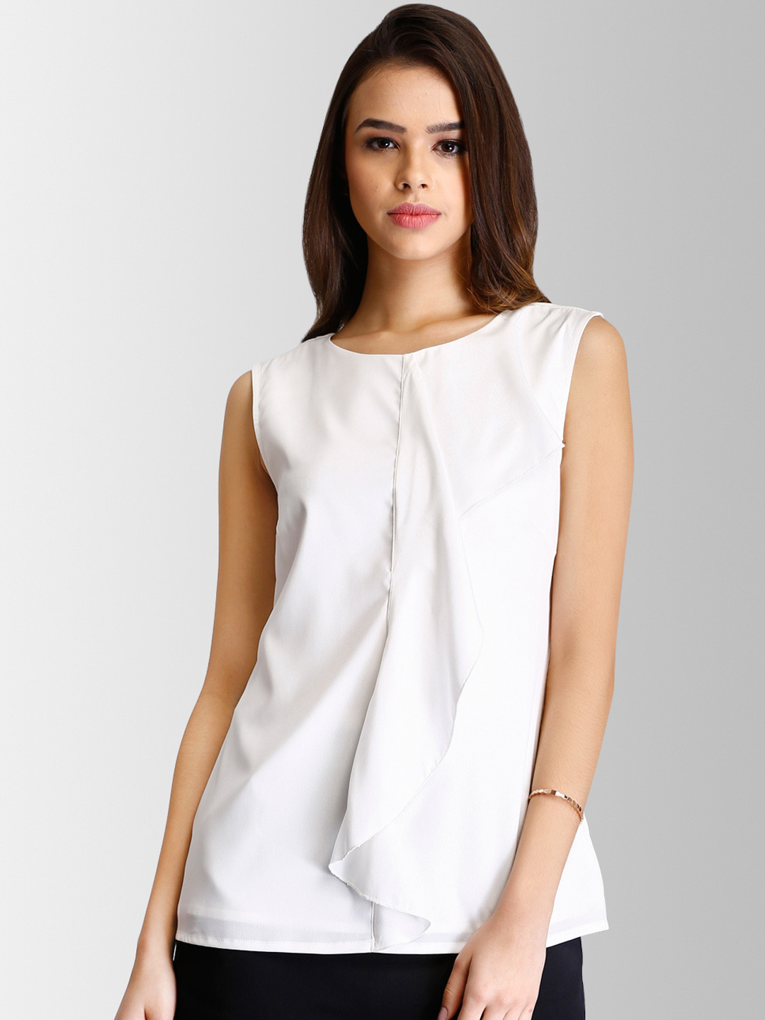 

FableStreet Women White Solid Top