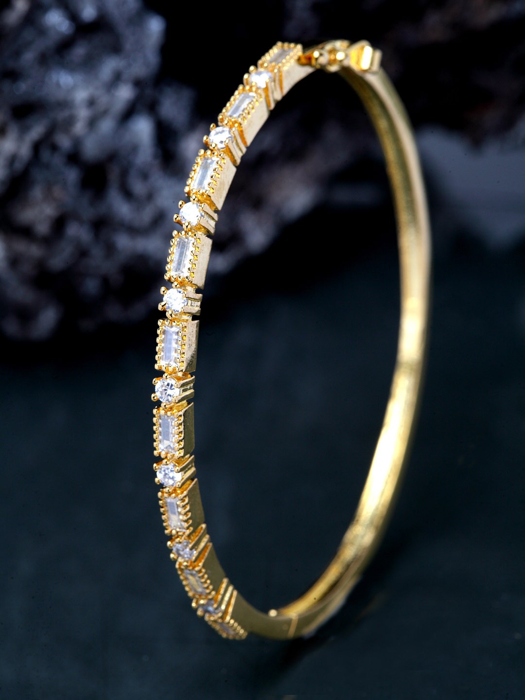 

Bhana Fashion Gold-Plated American Diamond Handcrafted Bangle-Style Bracelet