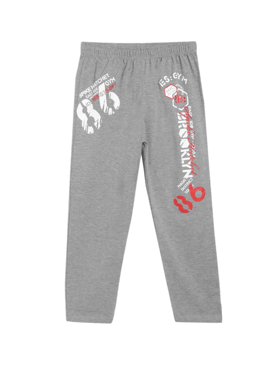 

SWEET ANGEL Boys Grey Melange Printed Straight-Fit Track Pants