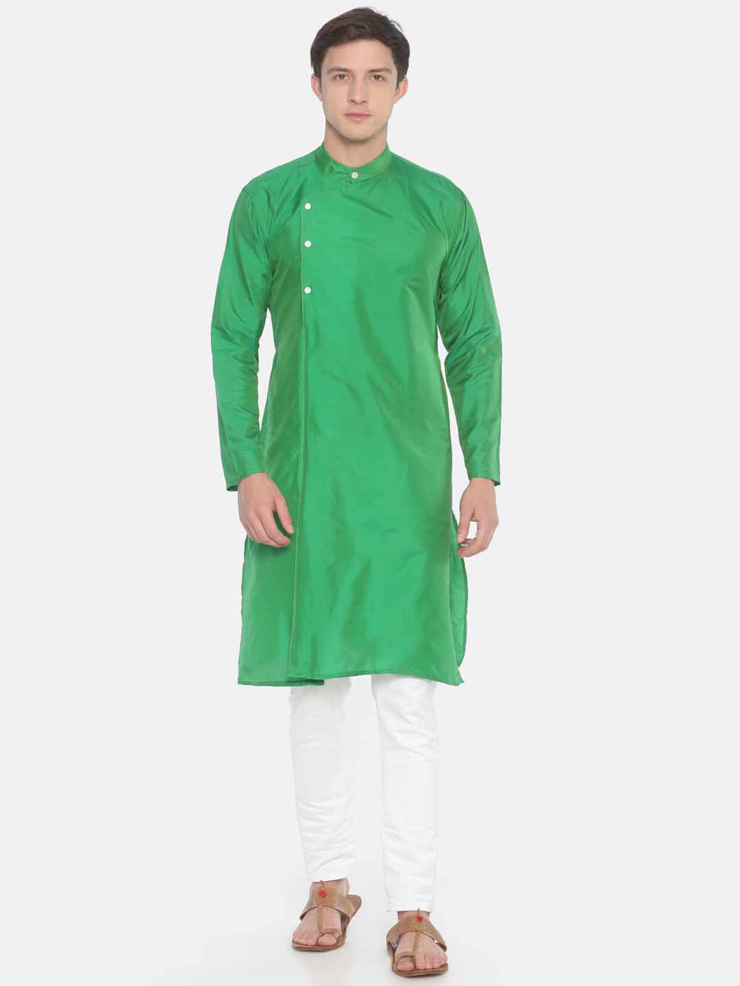 

Sethukrishna Men Green Solid Straight Kurta