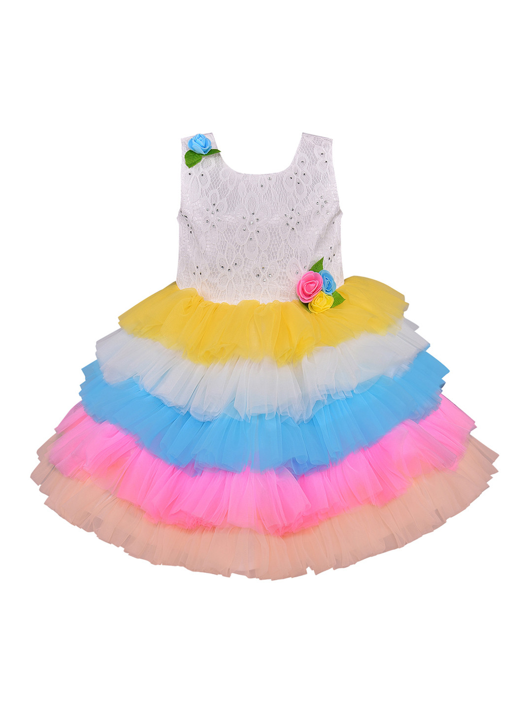 

Wish Karo Girls White Self Design Fit and Flare Dress