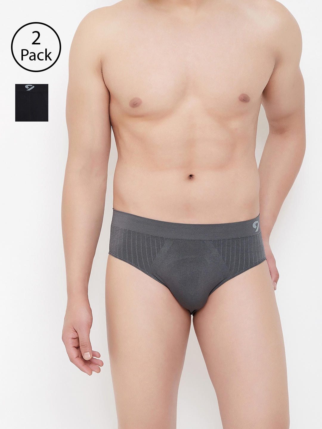 

C9 AIRWEAR Men Pack of 2 Assorted Seamless Briefs & Trunks P503CHRCL_P601BLK