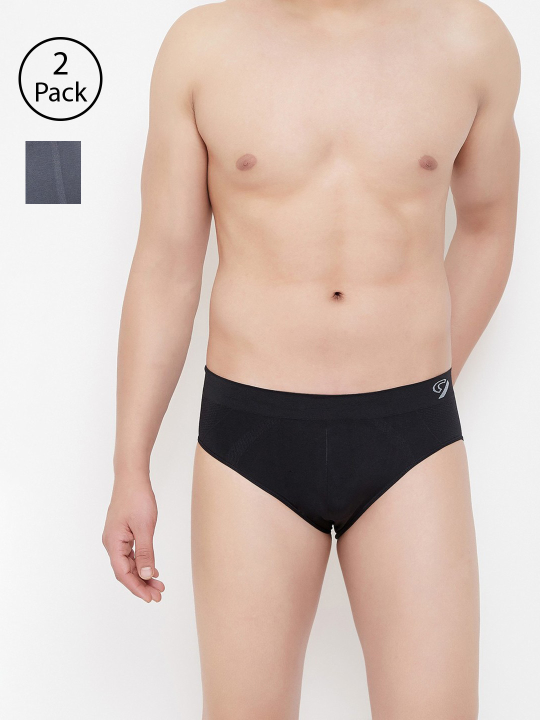 

C9 AIRWEAR Men Pack of 2 Assorted Seamless Briefs & Trunks P502BLK_P602CHRCL