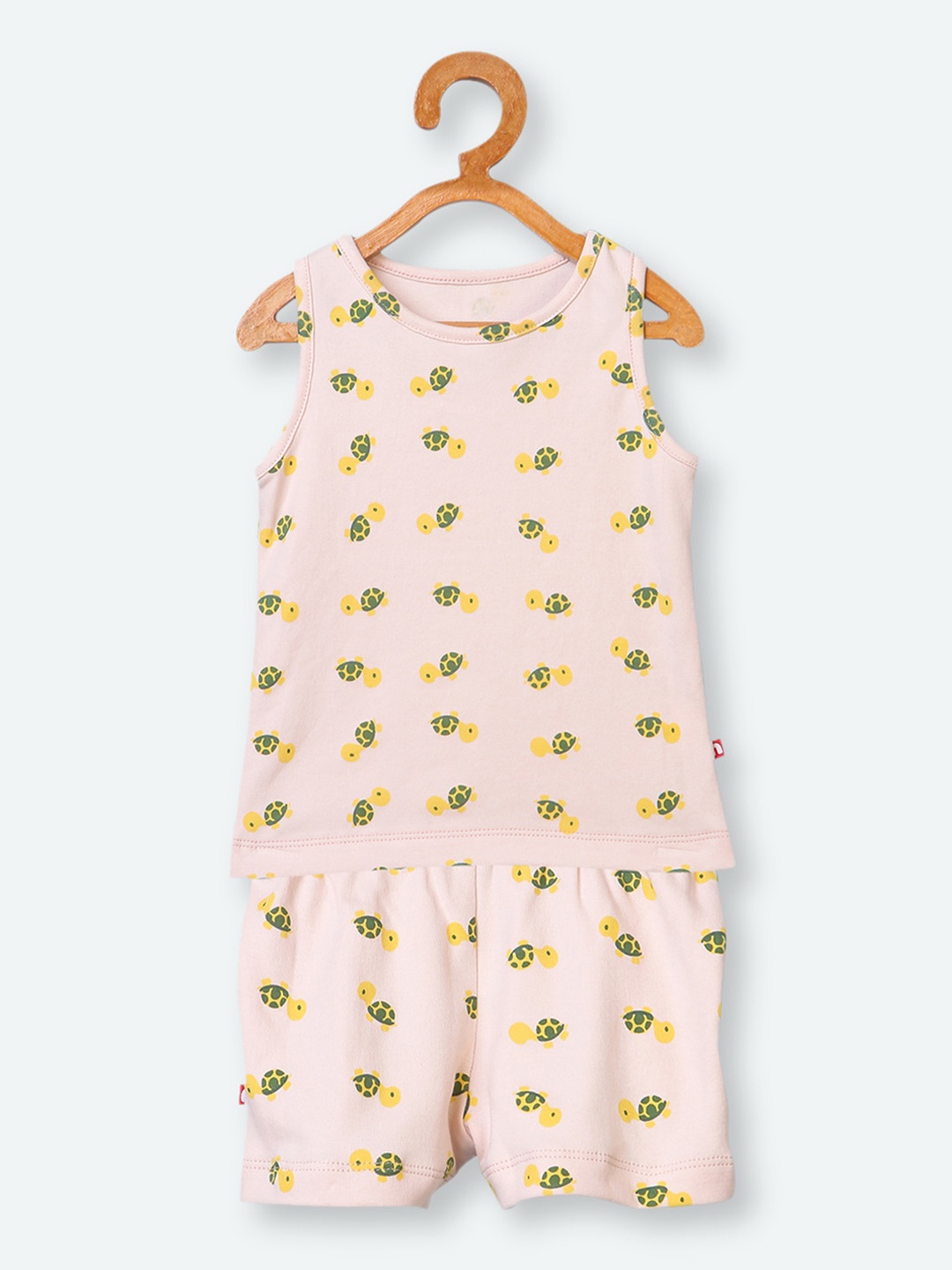 

Nino Bambino Boys Pink & Yellow Printed Organic Cotton T-shirt with Shorts