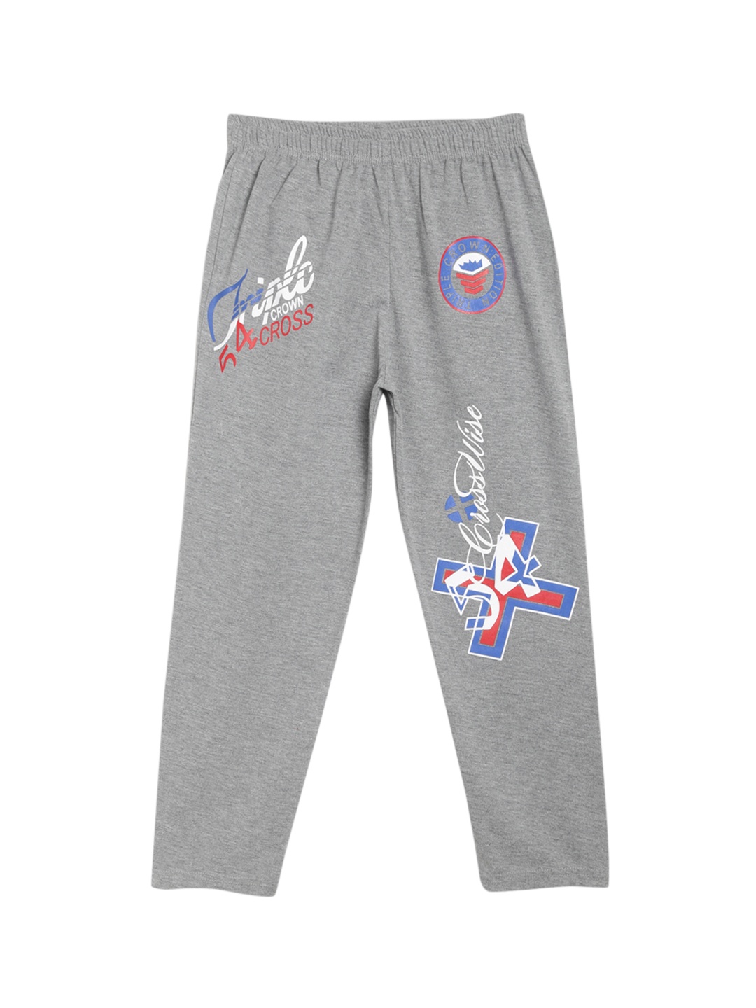 

SWEET ANGEL Girls Grey Melange Printed Straight-Fit Track Pants