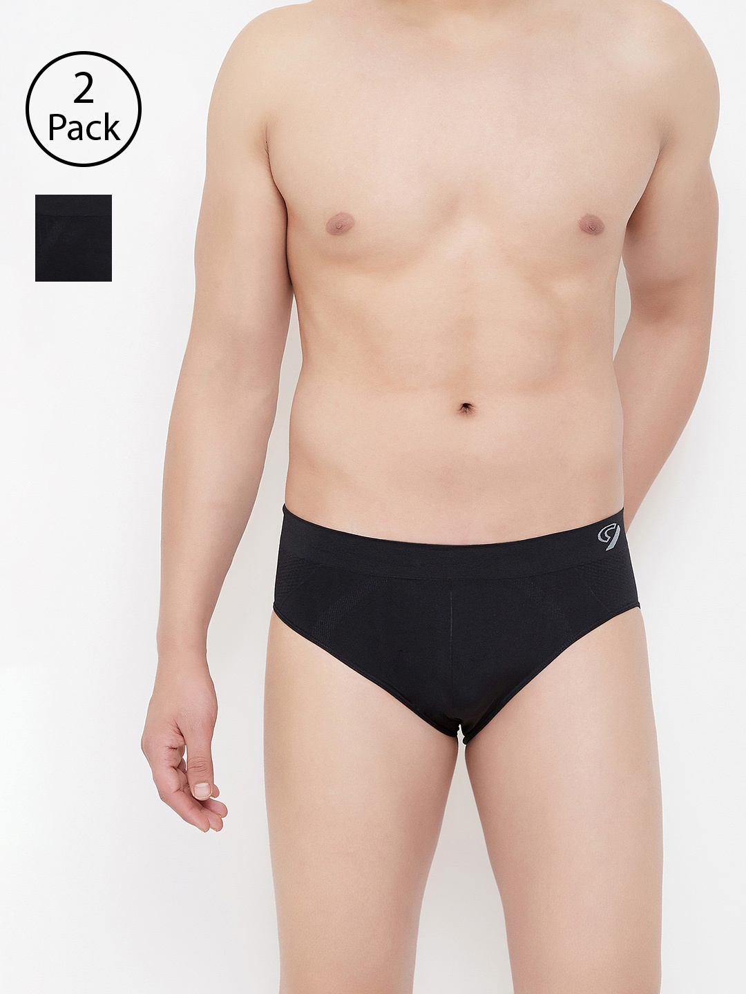 

C9 AIRWEAR Men Pack of 2 Assorted Seamless Basic Briefs P502BLK_P503BLK