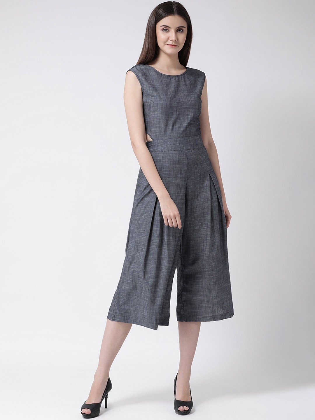 

Aayna Women Grey Solid Culotte Jumpsuit