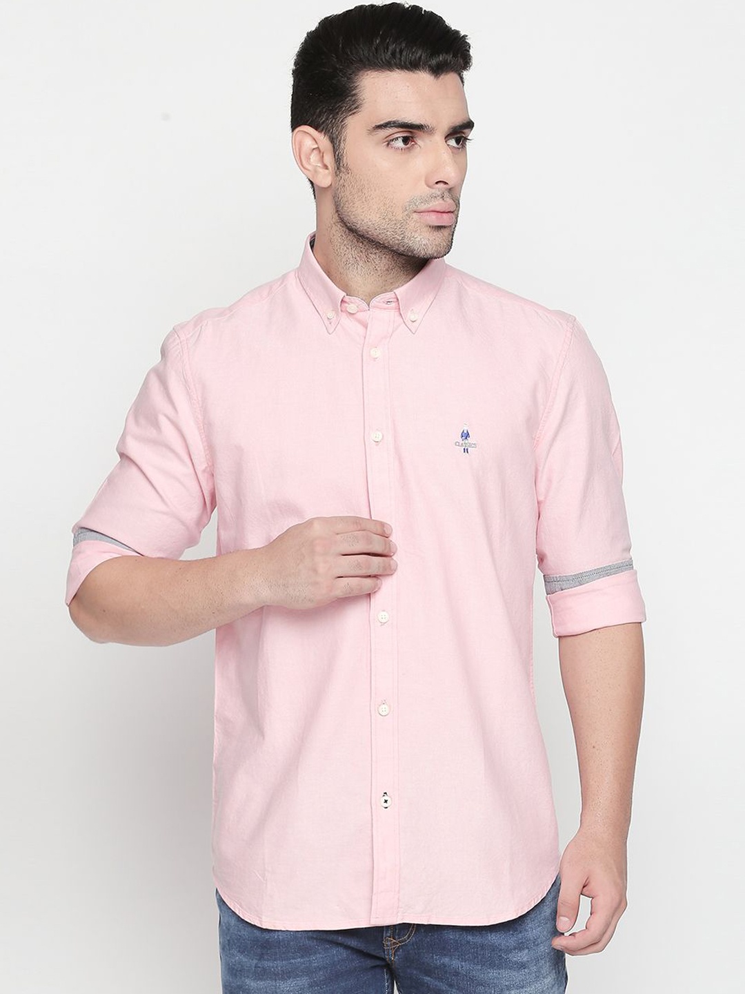 GIORDANO Men Pink Smart Regular Fit Solid Casual Shirt