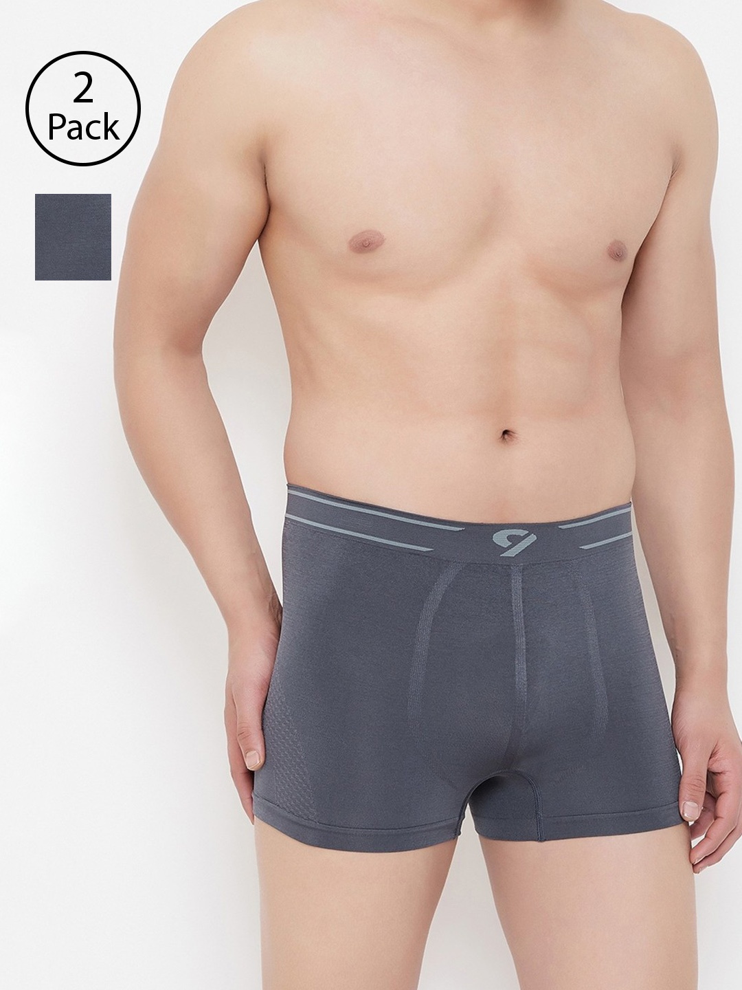 

C9 AIRWEAR Men Pack of 2 Grey Solid Seamless Trunks P602_CHRCL_CHRCL