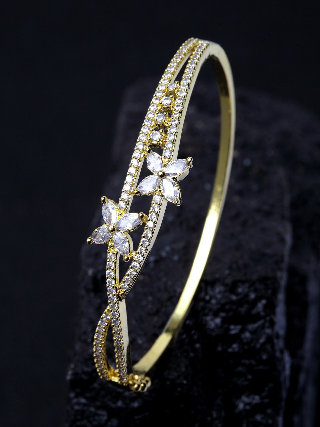 

Bhana Fashion Gold-Plated & White Handcrafted Wraparound AD Studded Bracelet