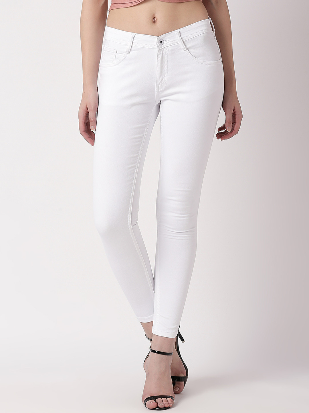 

High Star Women White Slim Fit Mid-Rise Clean Look Stretchable Jeans