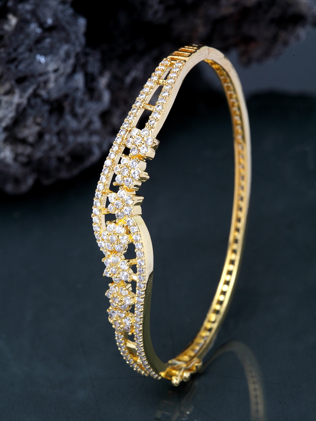 

Bhana Fashion Gold-Plated American Diamond Handcrafted Bangle-Style Bracelet