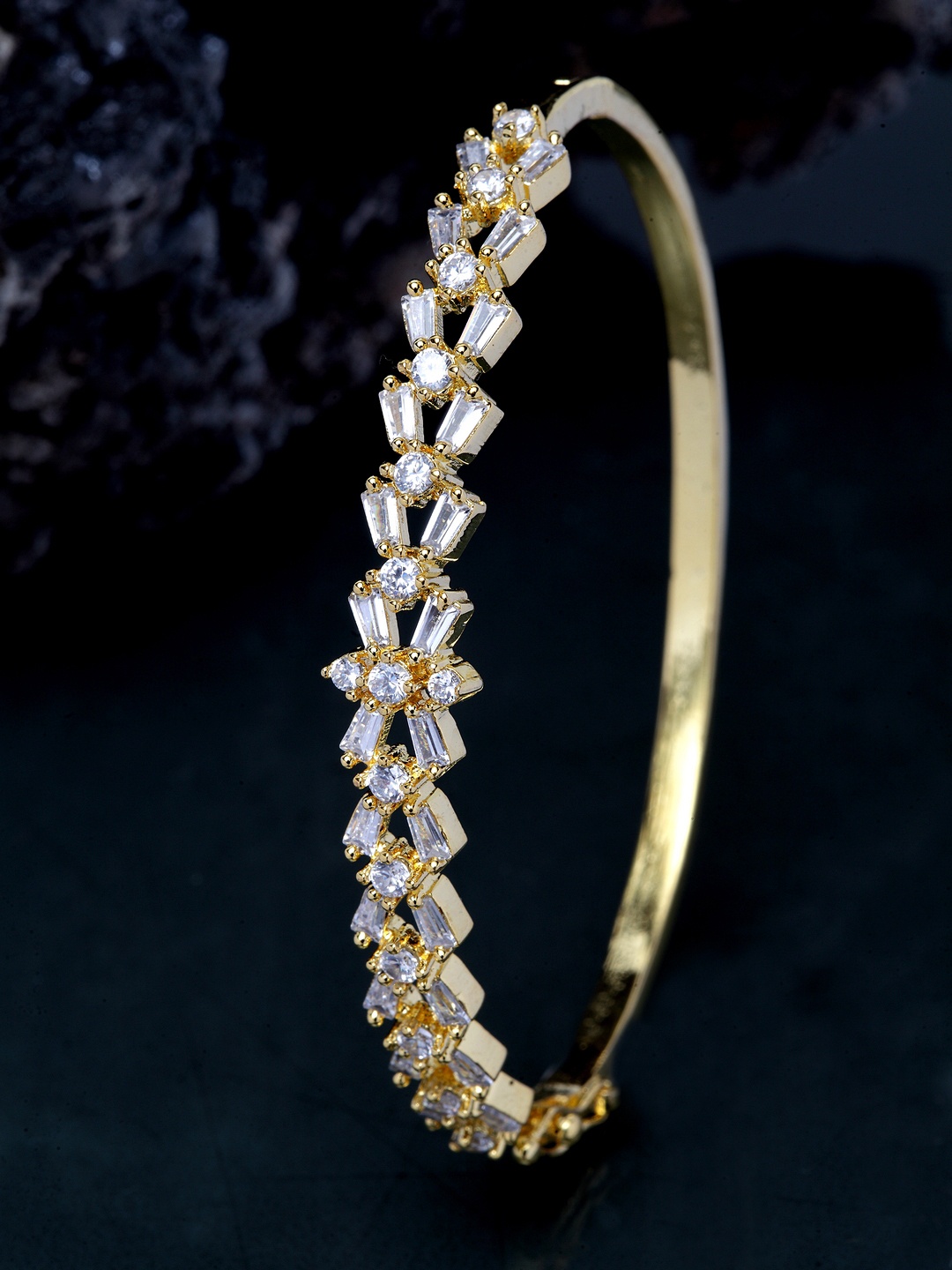 

Bhana Fashion Gold-Plated American Diamond Handcrafted Bangle-Style Bracelet
