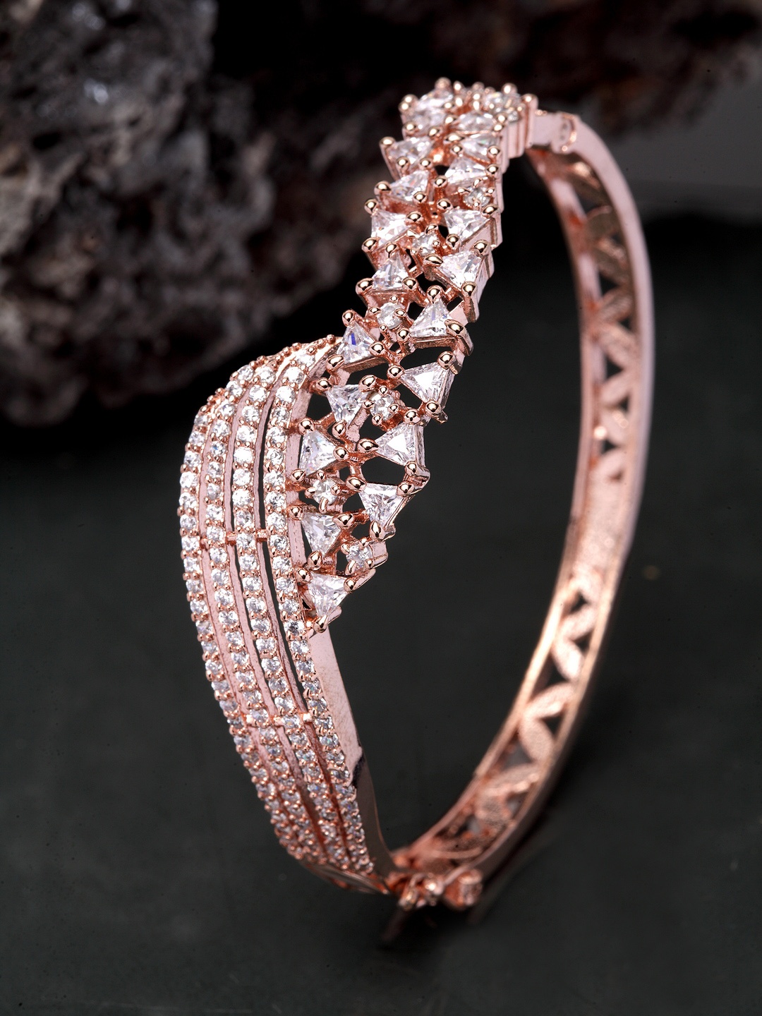 Bhana Fashion Rose Gold-Plated Handcrafted Bangle-Style Bracelet