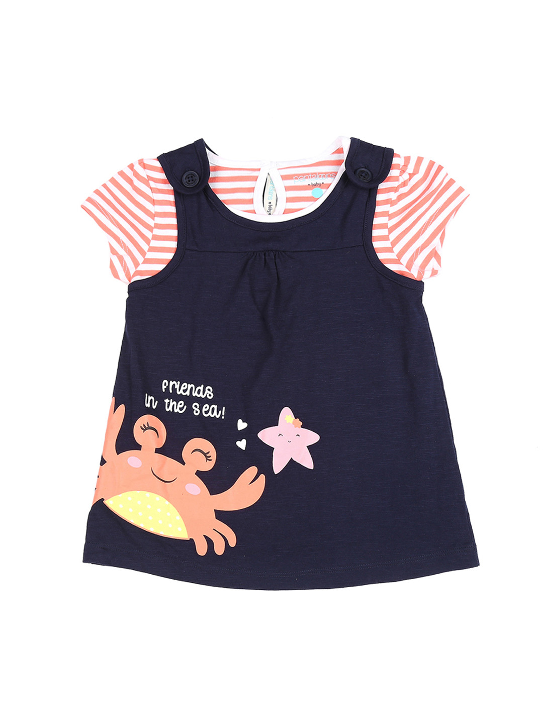

Pantaloons Baby Girls Navy Blue Printed T-shirt Dress