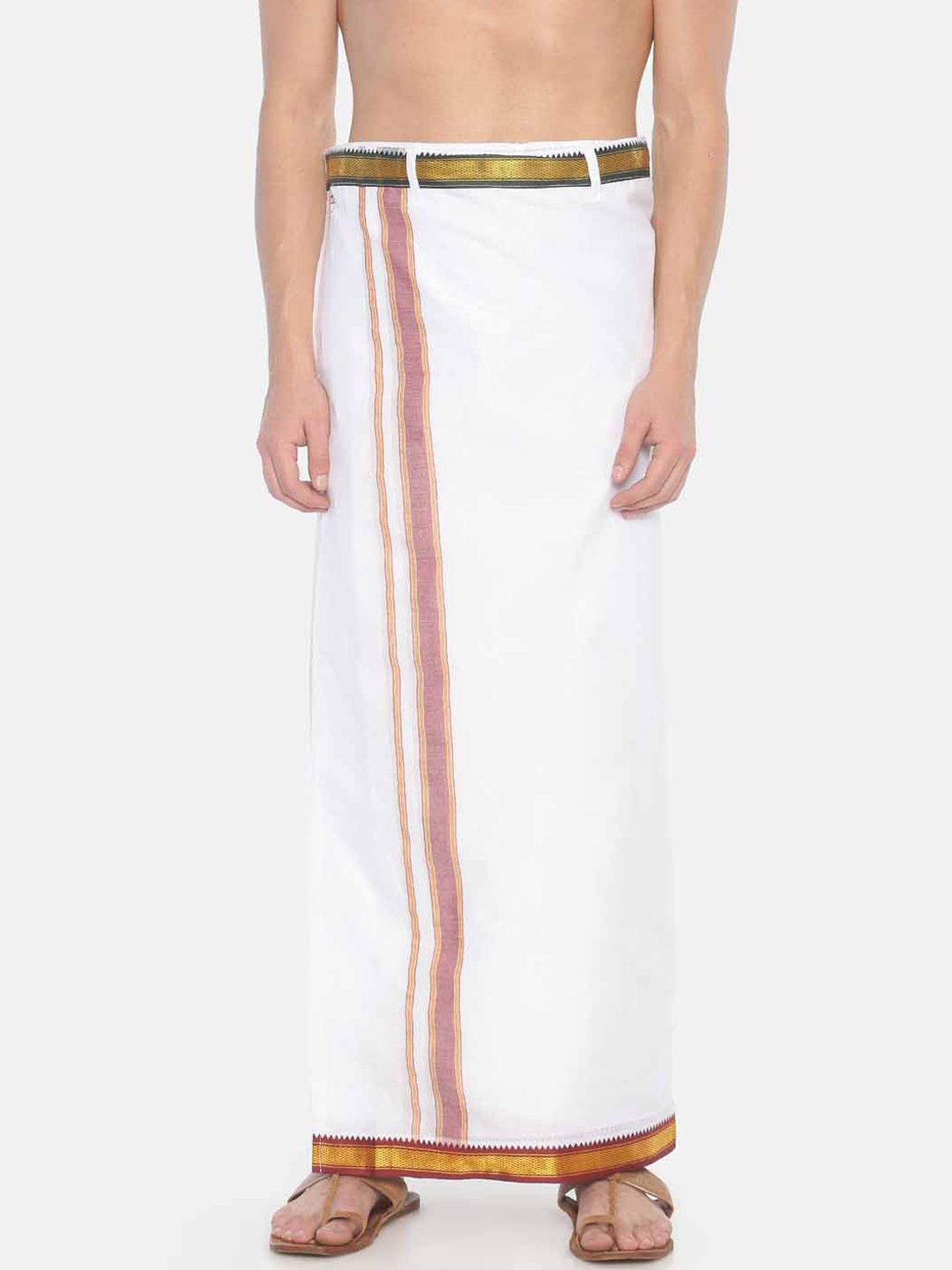 

Sethukrishna Men White Solid Readymade Pocket Dhoti