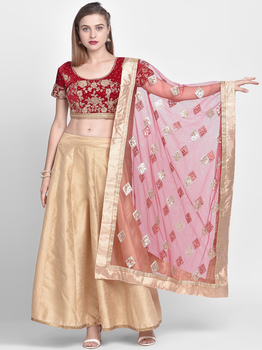 

Dupatta Bazaar Women Red & Gold-Toned Embroidered Dupatta