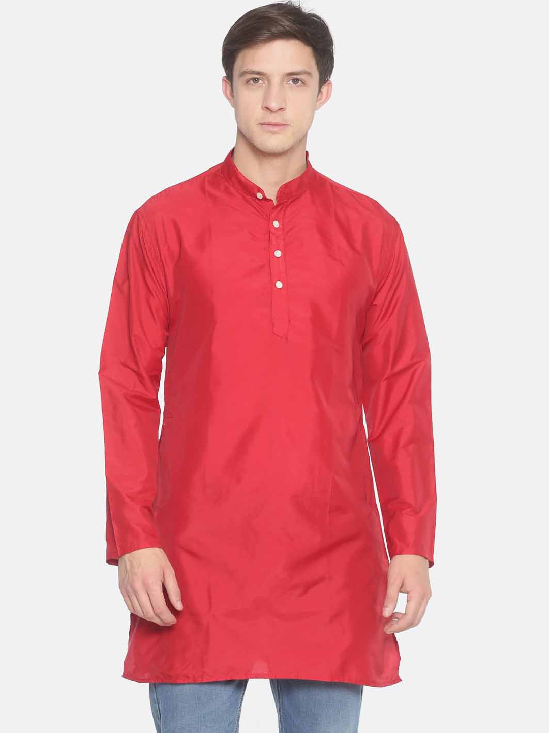 

Sethukrishna Men Red Solid Straight Kurta
