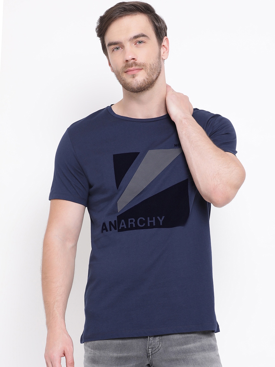 

Antony Morato Men Blue Printed Round Neck T-shirt