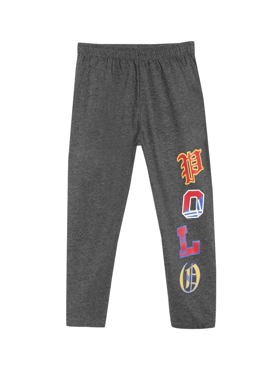 

SWEET ANGEL Boys Charcoal Grey Printed Straight-Fit Track Pants
