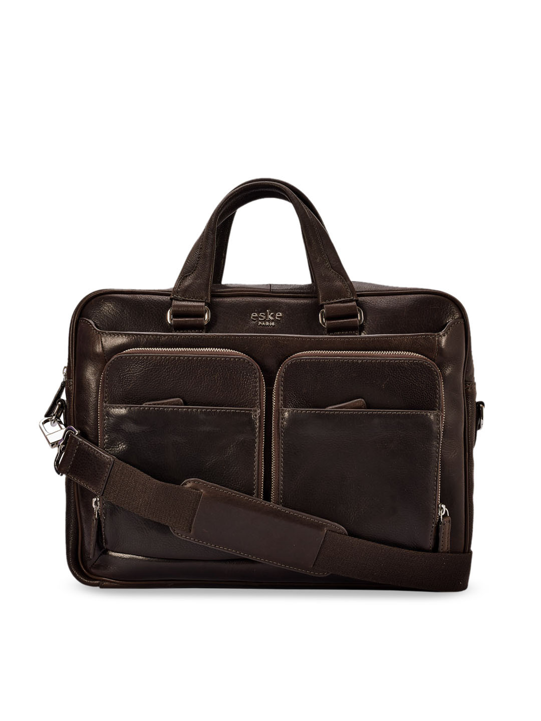 

Eske Men Brown Solid Leather Laptop Bag