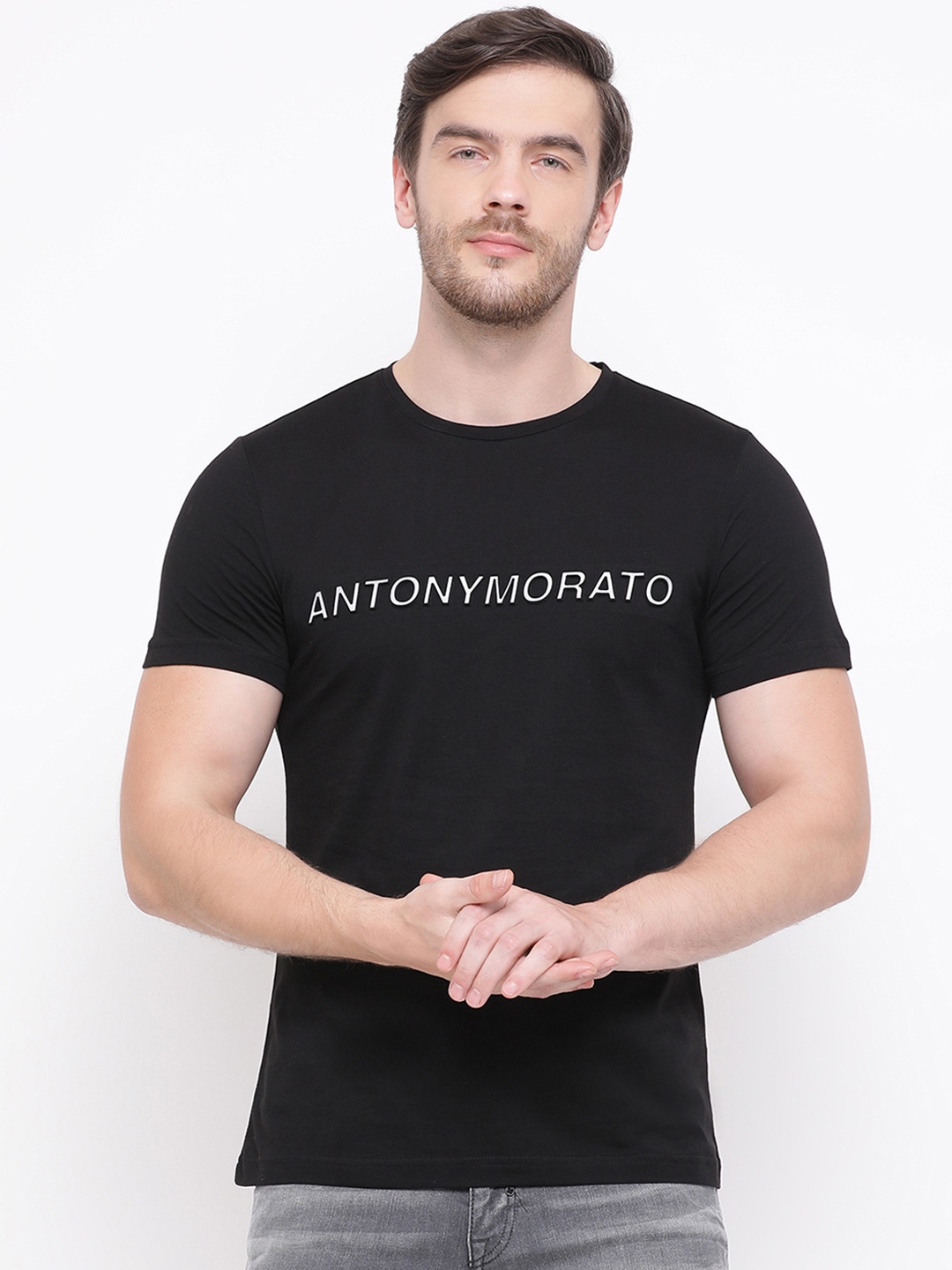 

Antony Morato Men Black Printed Round Neck T-shirt