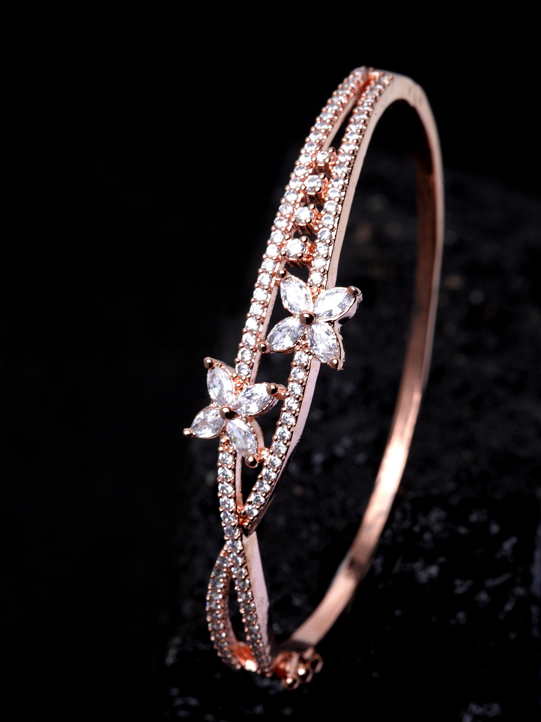 

Bhana Fashion Rose Gold-Plated Handcrafted Bangle-Style Bracelet