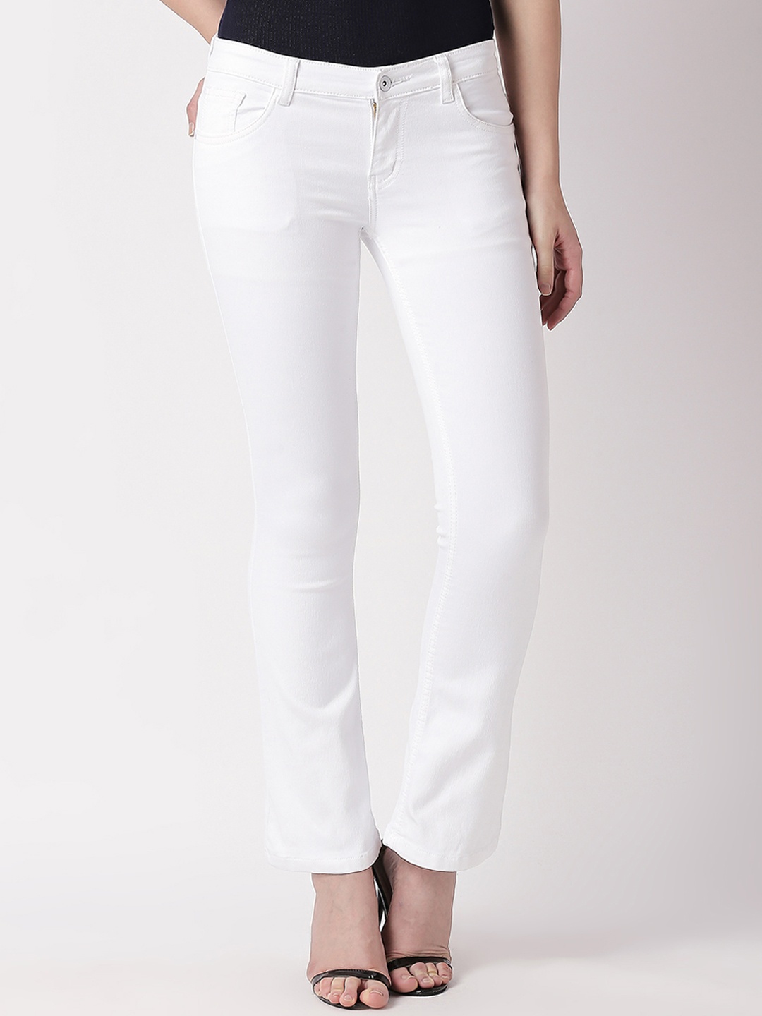 

High Star Women White Bootcut Mid-Rise Clean Look Stretchable Jeans