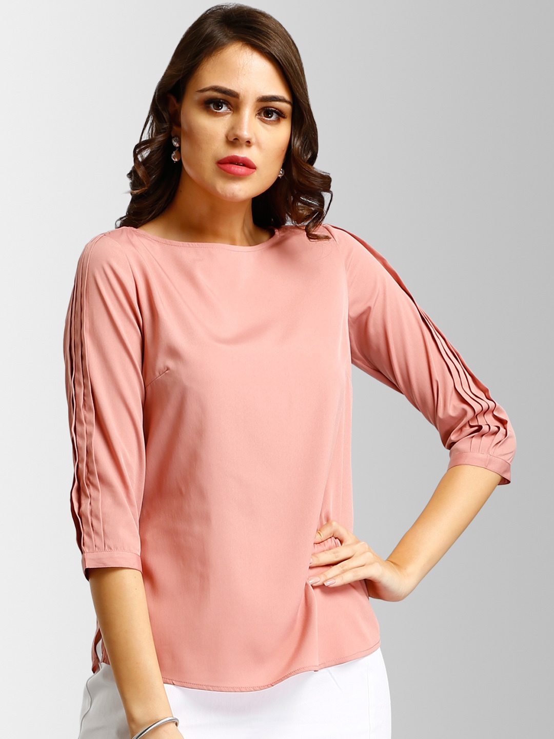 FableStreet Women Pink Solid Top