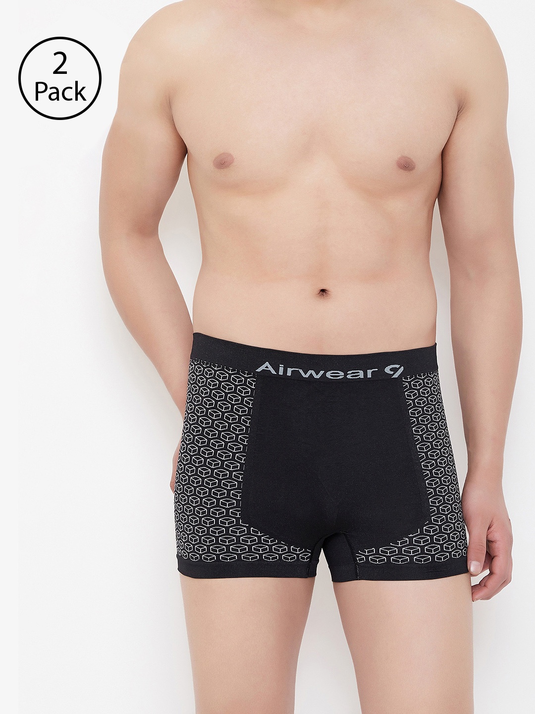 

C9 AIRWEAR Men Pack of 2 Black & White Printed Trunks P603_BLK_BLK_BLK