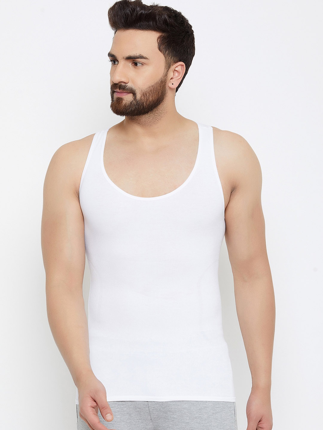 

C9 AIRWEAR Men White Solid Seamless Slimming Tummy Control Vest P500_WHITE