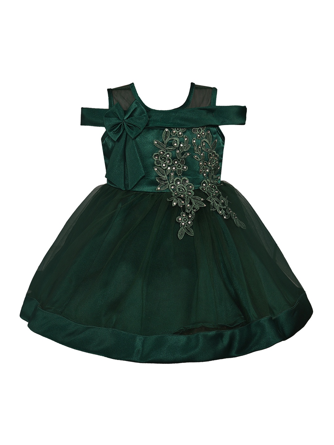 

Wish Karo Girls Green Embellished Fit and Flare Dress