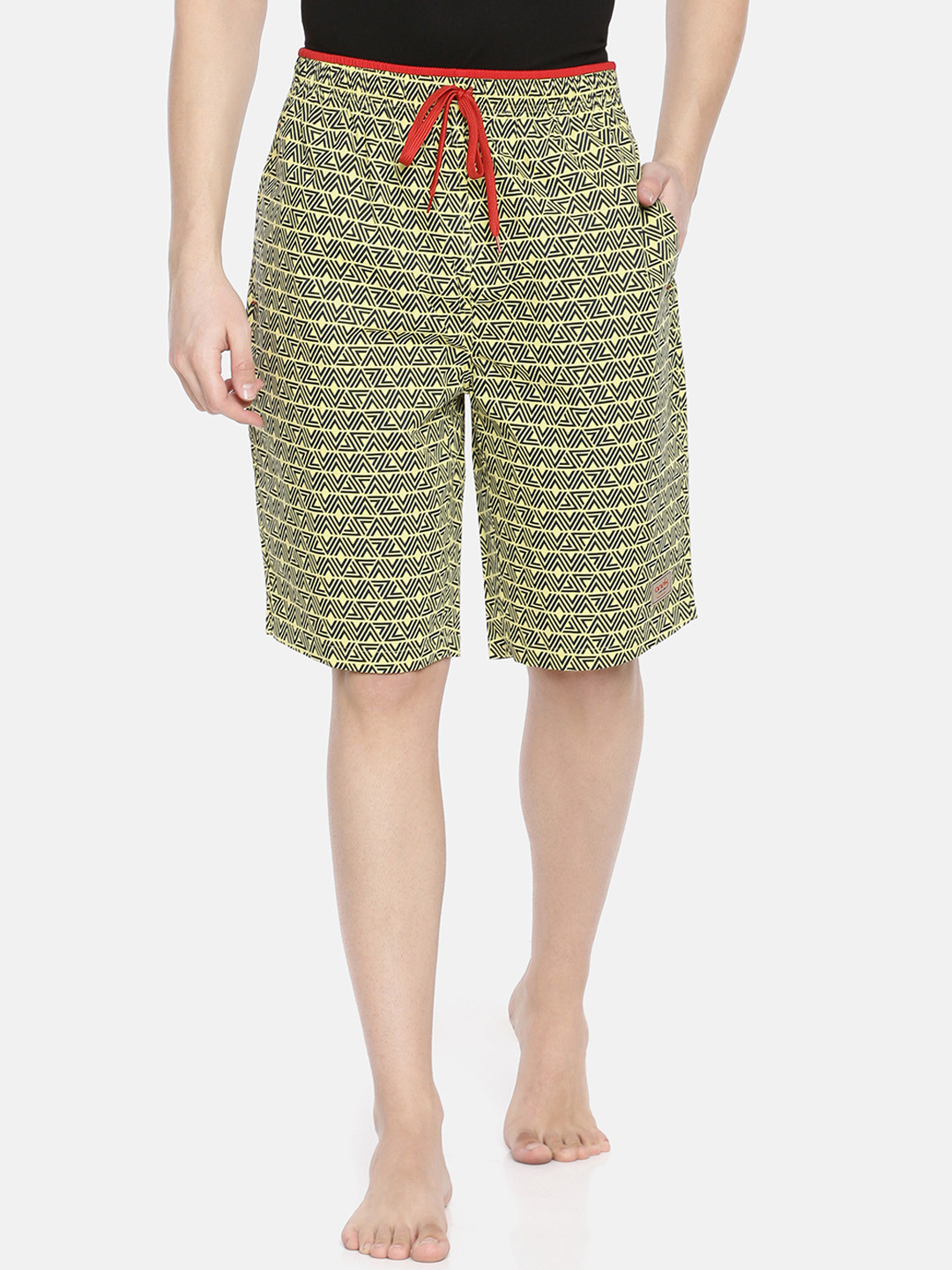 

one8 by Virat Kohli Men Yellow & Black Printed Lounge Shorts