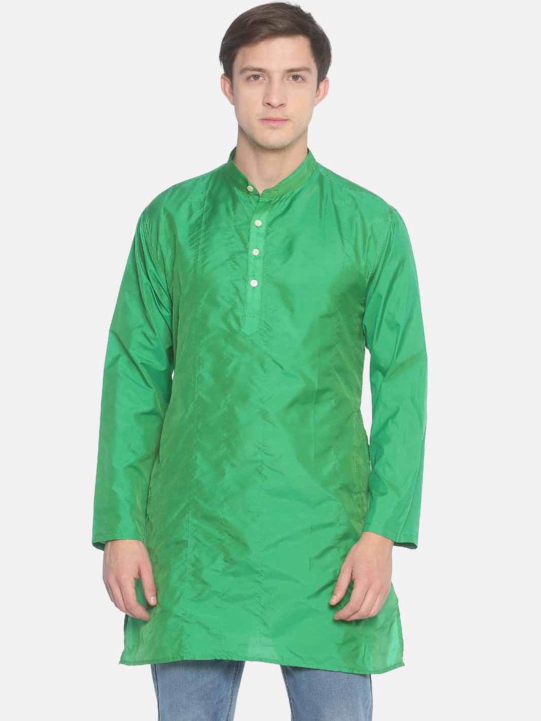 

Sethukrishna Men Green Solid Straight Kurta
