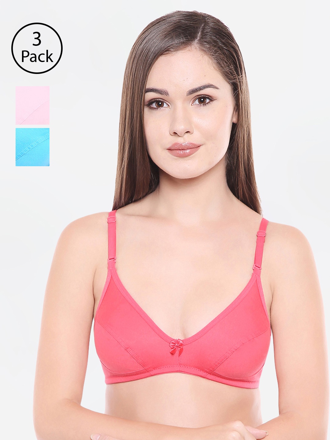 

Bodycare Pack Of 3 Assorted Solid Non-Wired Non Padded Everyday Bra